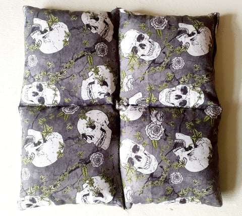 Wheat Bag Square, 25cm X 25cm 'Skull Grey '